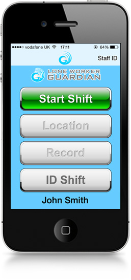Lone Worker Guardian app on iPhone Lone Worker Guardian app on iPhone